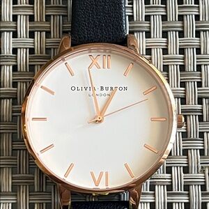 Olivia Burton Men's Rose Gold and Black Watch